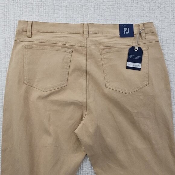 NEW Footjoy Pants Men's 38x34 Tan NWT Sueded Cotton Twill 5 Pocket Straight Leg - Picture 10 of 16